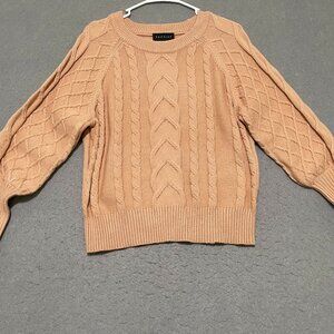Premise Women Cable Knit Pullover Sweater Blush Pink Long Sleeve Size S